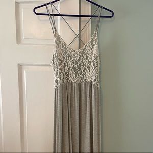 Lace Striped Gray Maxi Dress